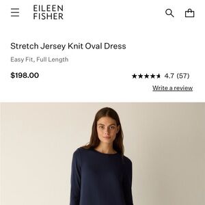 Eileen Fisher Stretch Jersey Knit Oval Blue Dress